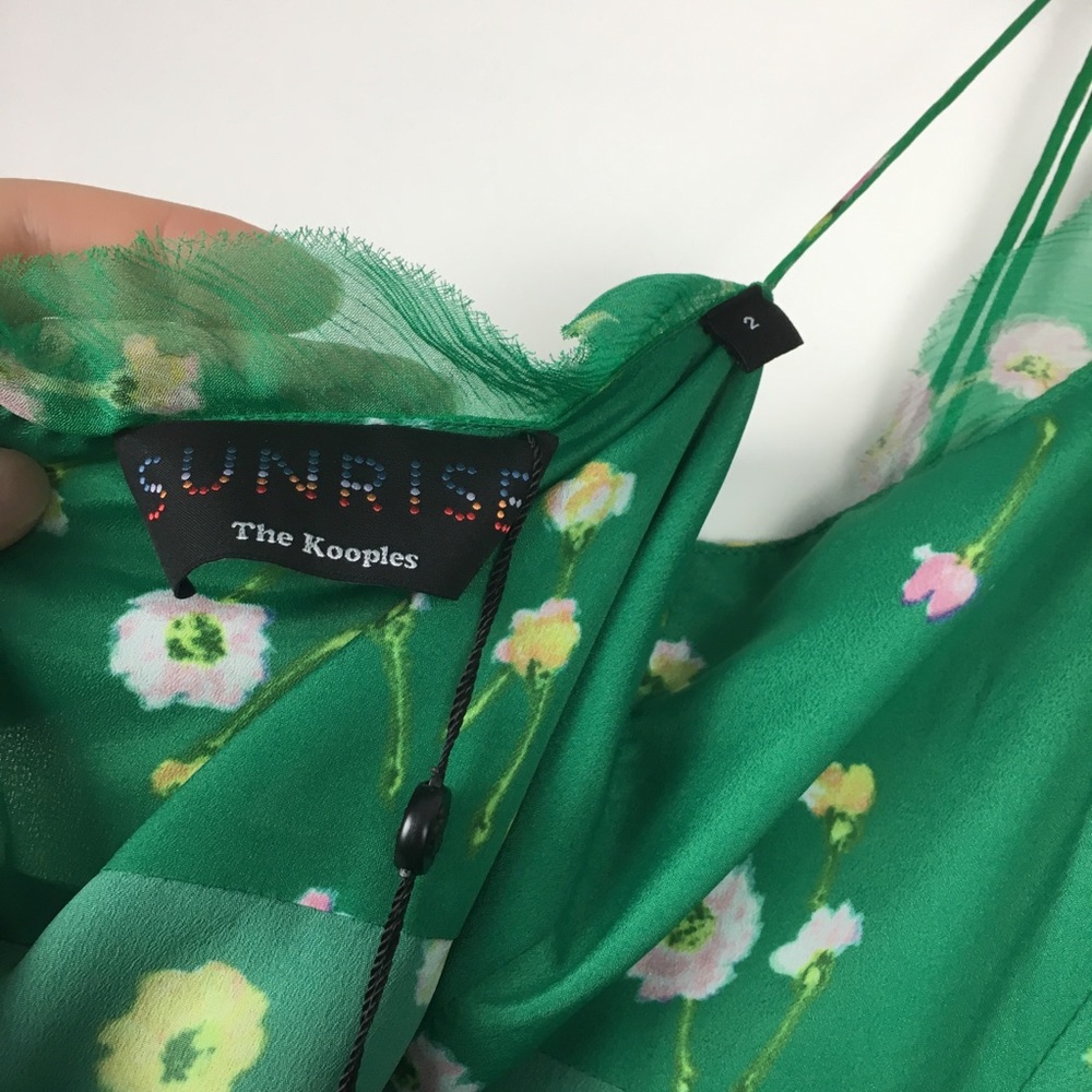 The Kooples green silk floral beaded dress NEW - Picture 5 of 7